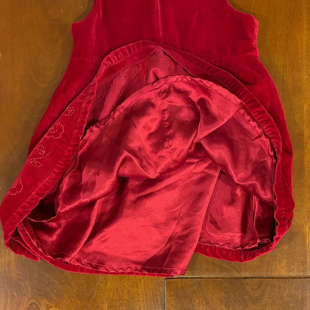 The Children's Place Red Floral Velvet Cotton Girls Dress‎ - Picture 5 of 9